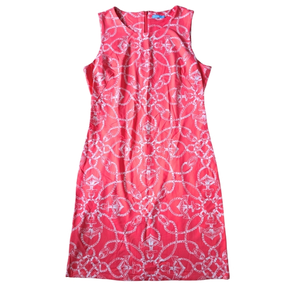 J. McLaughlin Sophia Sleeveless Shift Catalina Cloth Dress Coral Nautical Medium